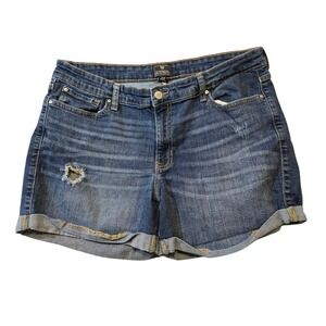 Gap Women Sexy Boyfriend Distressed Denim Shorts Blue Cuffed Size 14/32